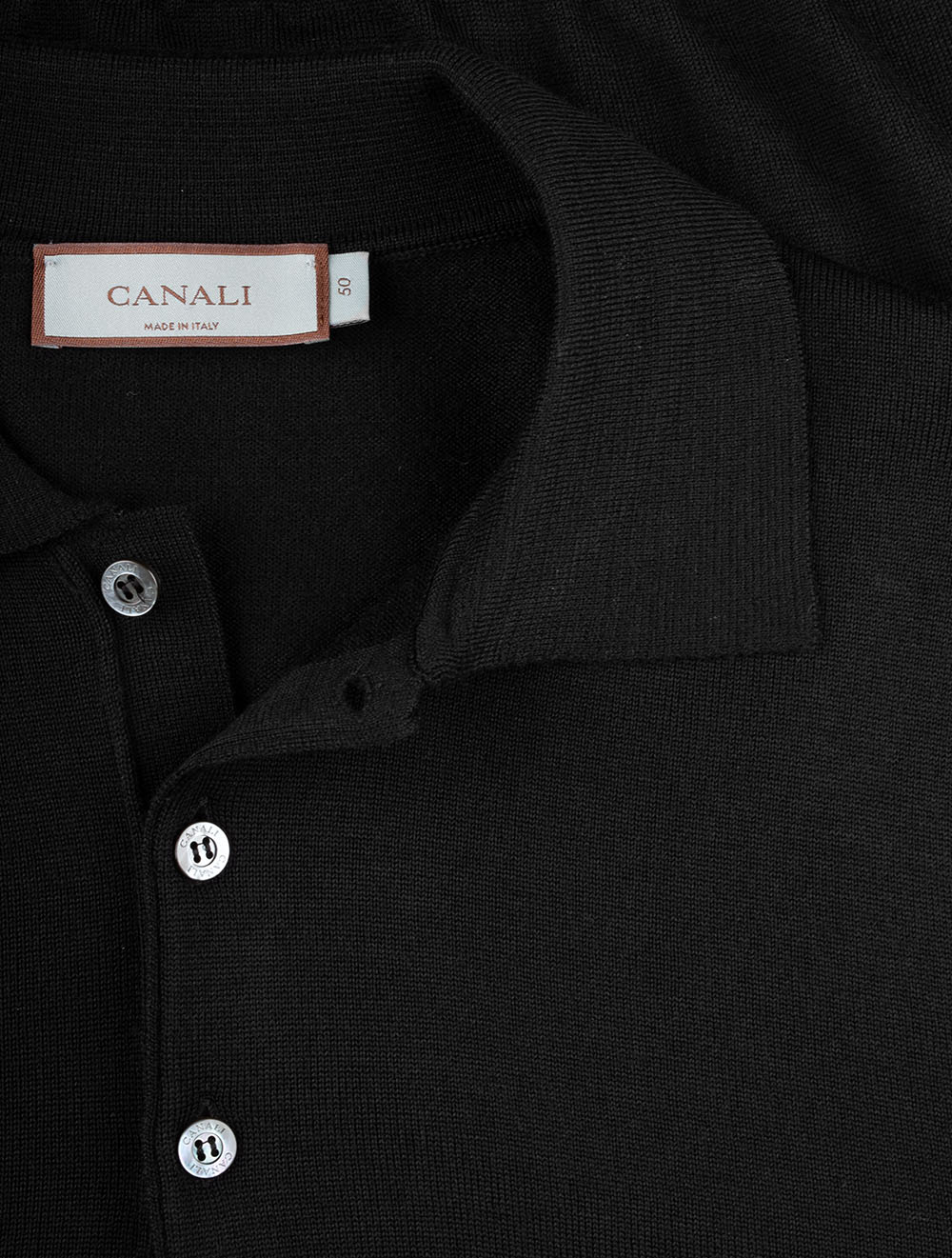 Canali Long Sleeve Polo Knit Black