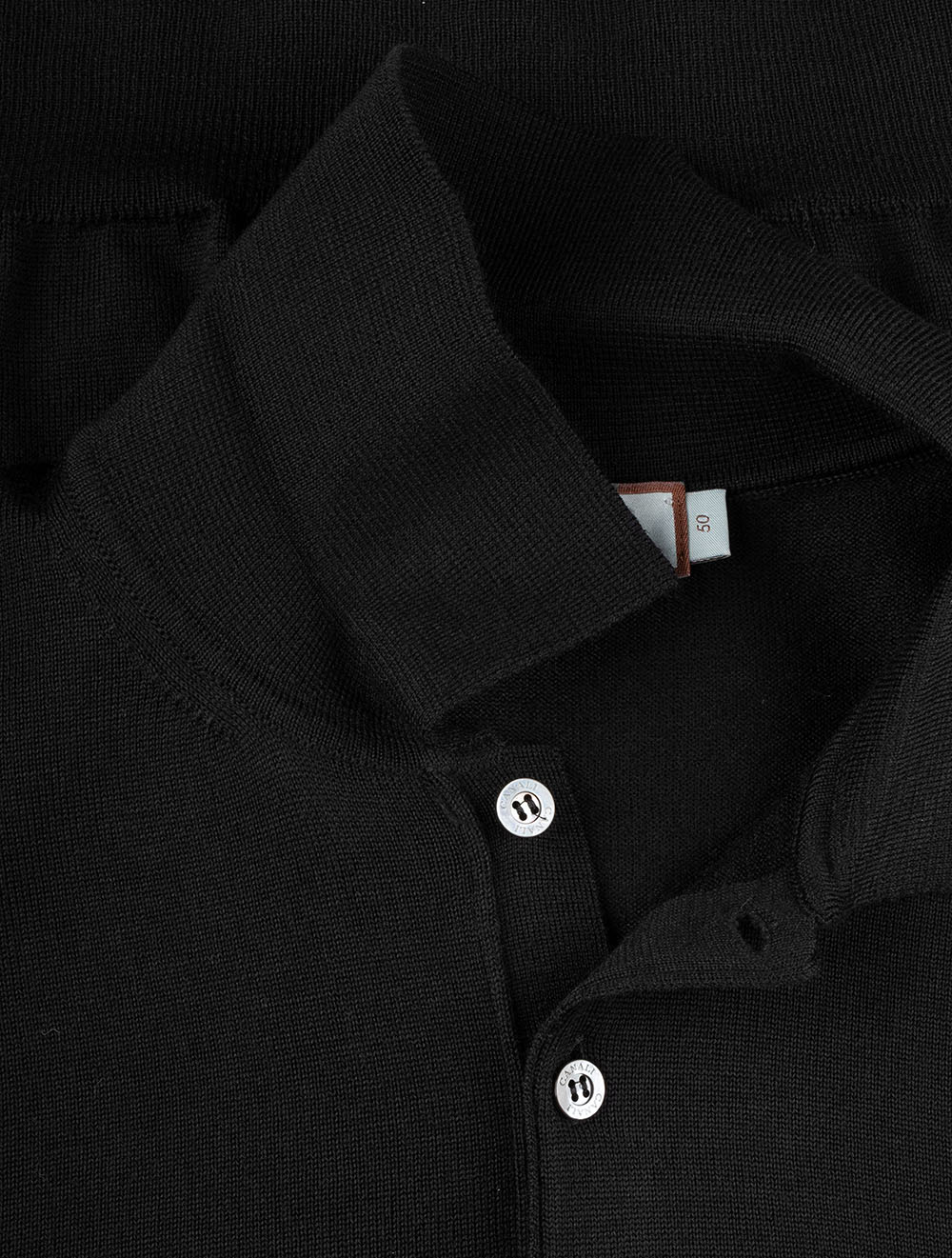 Canali Long Sleeve Polo Knit Black