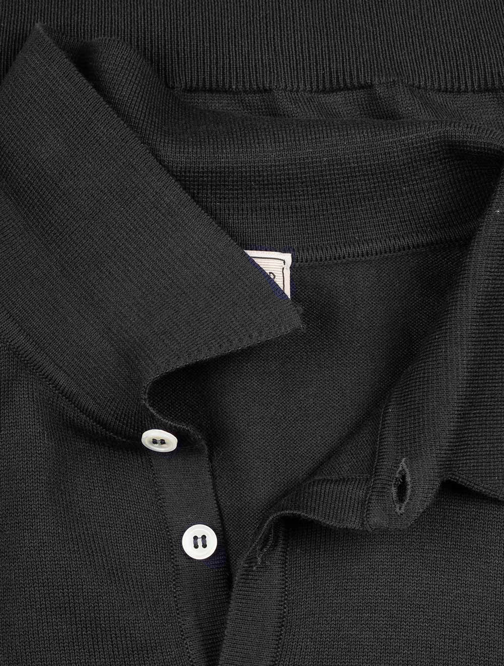 Merino Long Sleeve Polo Black