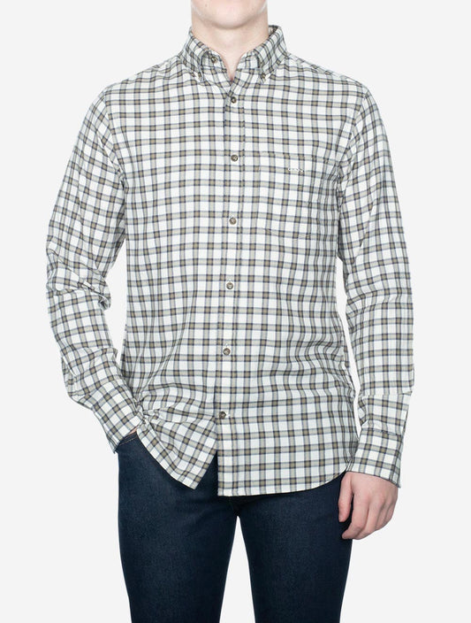 GANT Regular Micro Tartan Flannel Shirt Cream