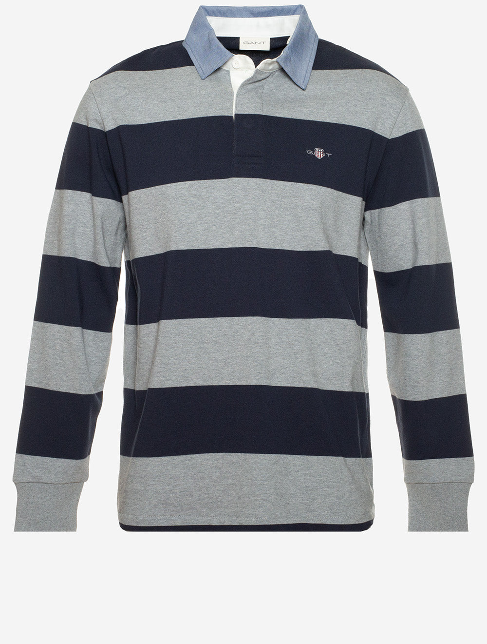Chambray Collar Striped Heavy Rugger Grey Melange