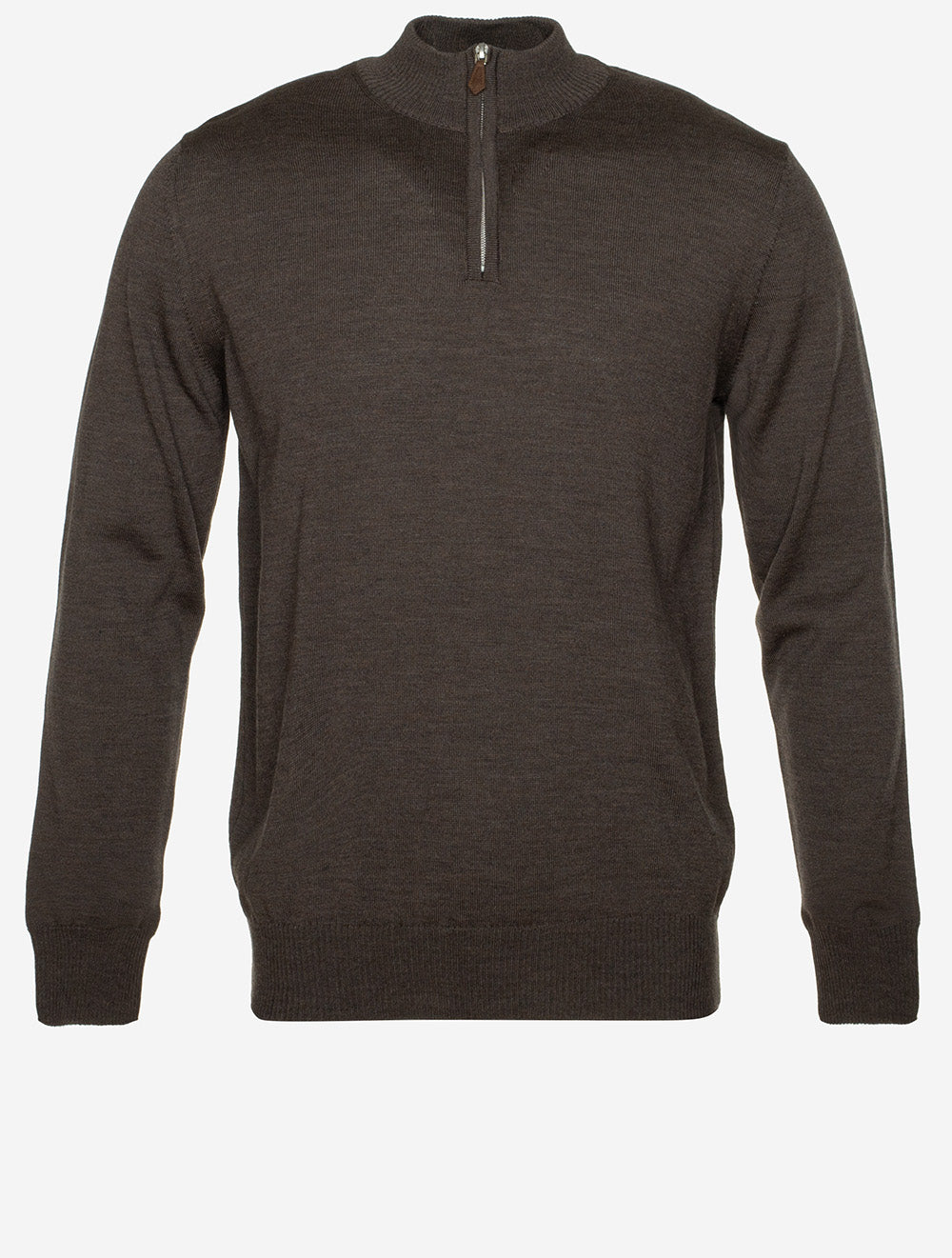 Merino Half Zip Brown