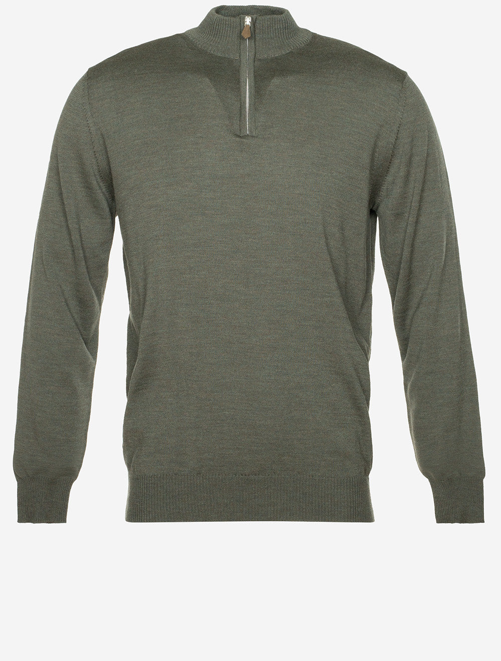 Merino Wool Half Zip Jumper Green