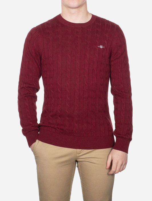 GANT Cotton Cable Crew Neck Plumped Red
