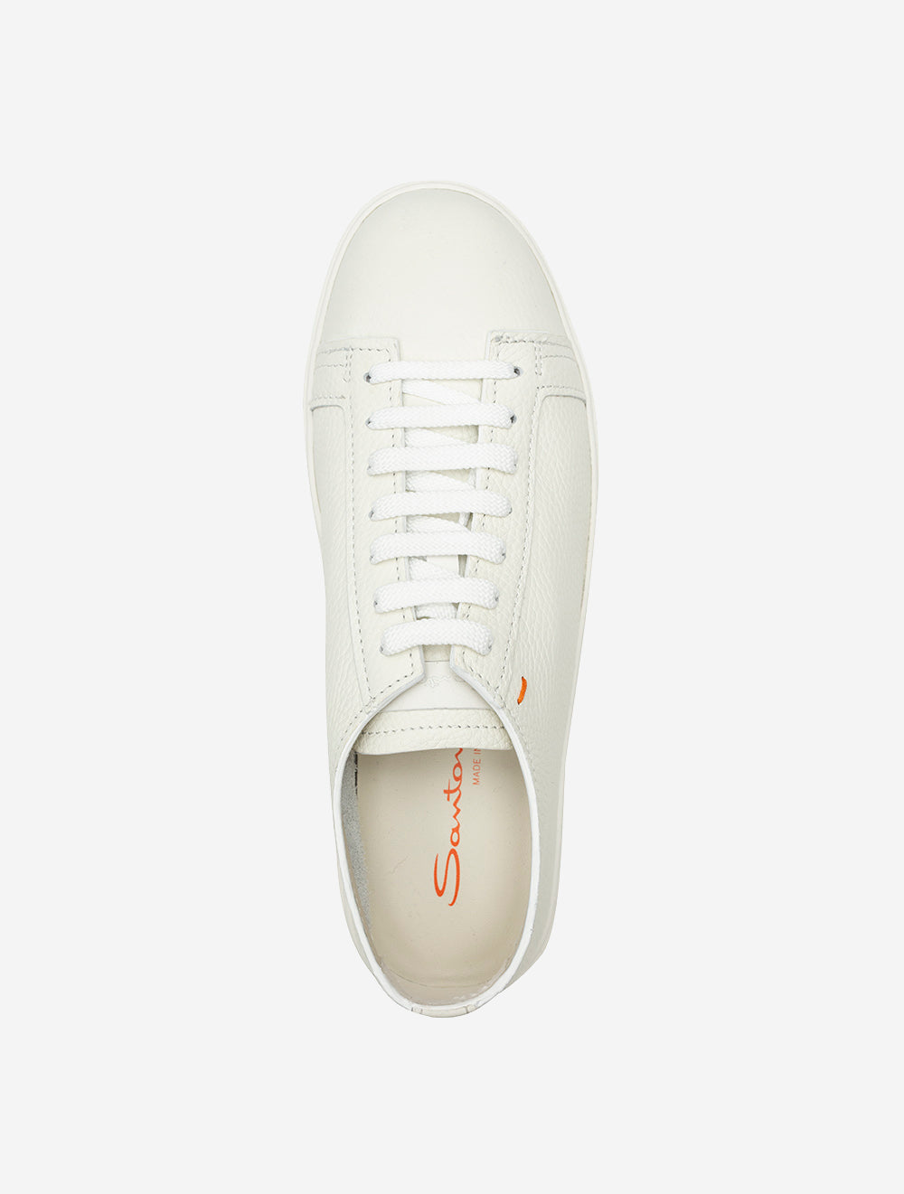 SANTONI Tumbled Leather Sneaker White