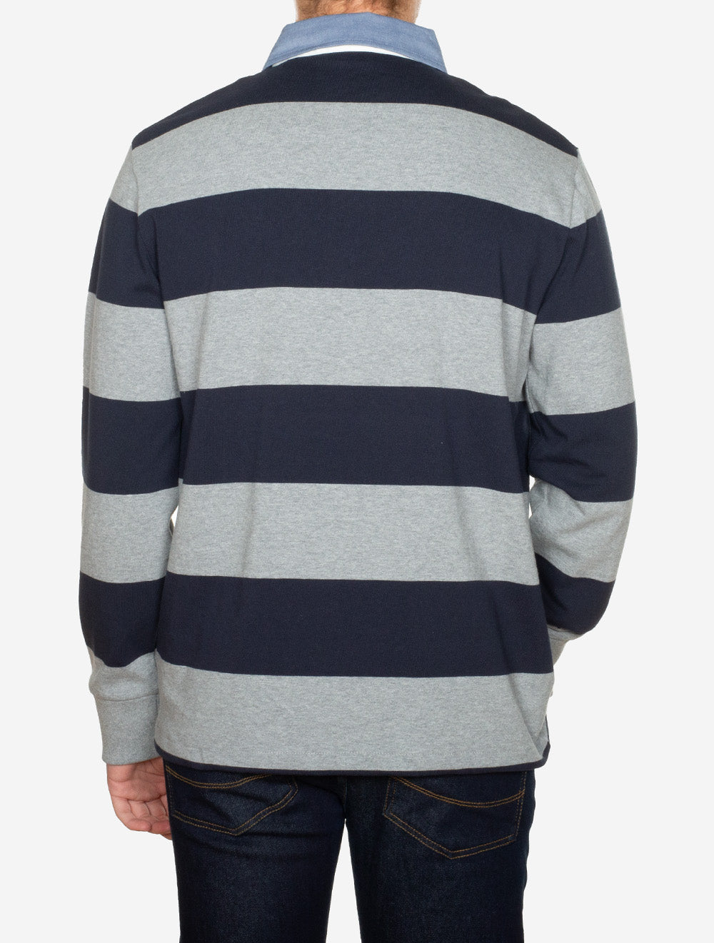 Chambray Collar Striped Heavy Rugger Grey Melange