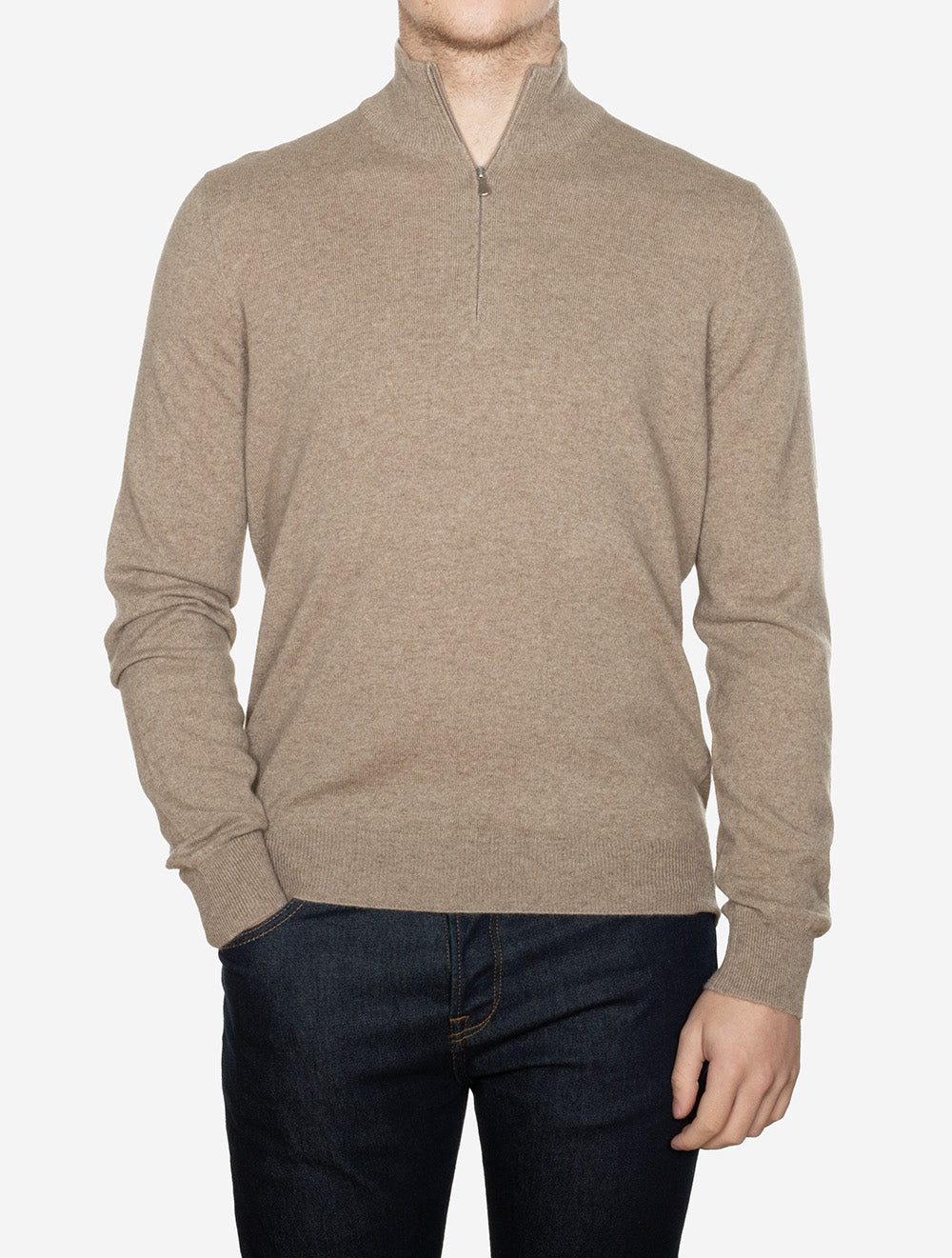Cashmere Half Zip Sweater Beige