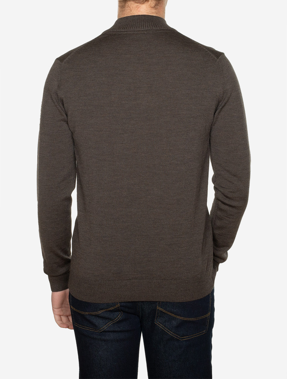 Merino Half Zip Brown