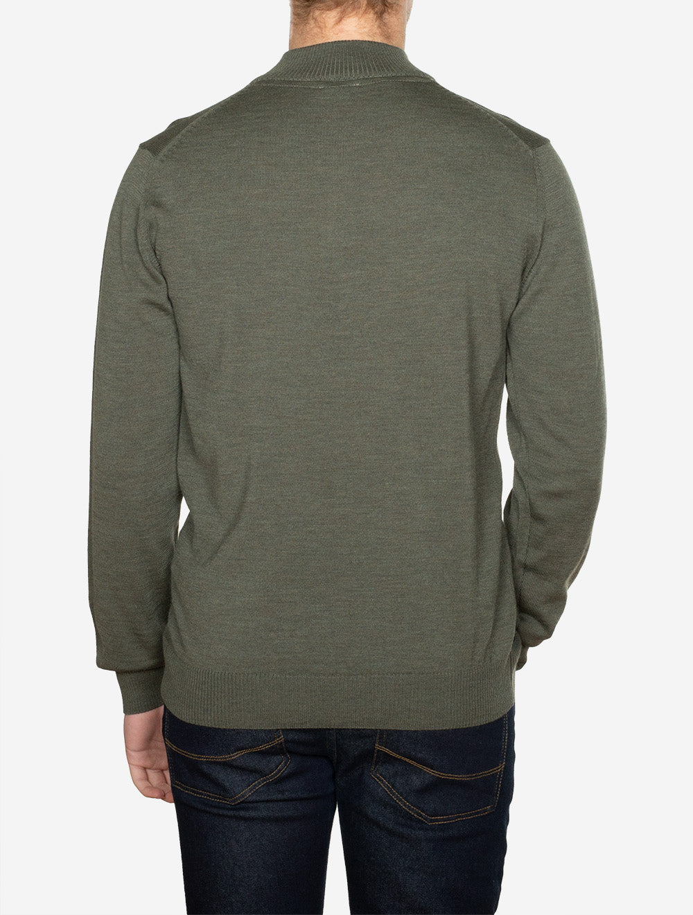 Merino Wool Half Zip Jumper Green