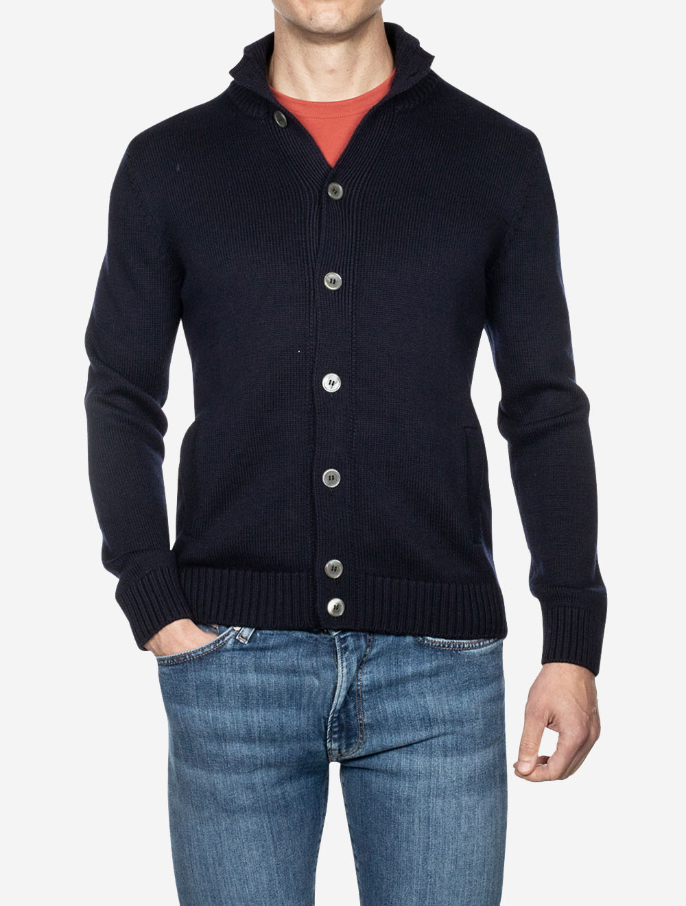 Cardigan boutonné bleu marine