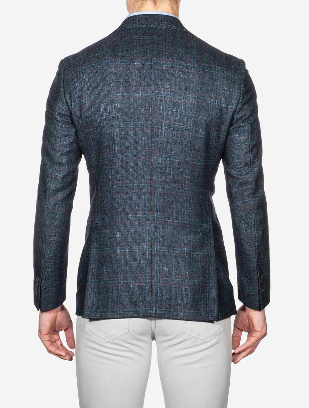 Veste à carreaux mi-doublée bleue