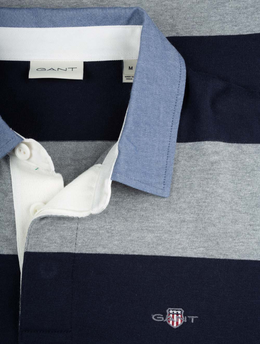 Chambray Collar Striped Heavy Rugger Grey Melange