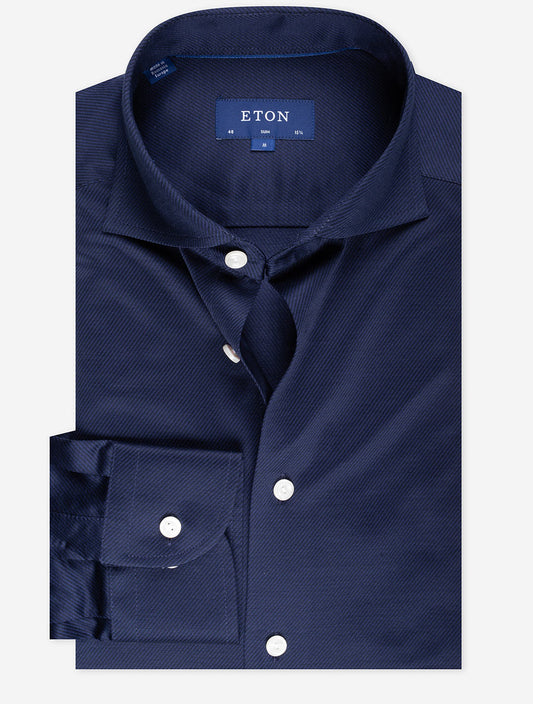 ETON Blue King Knit Shirt Navy