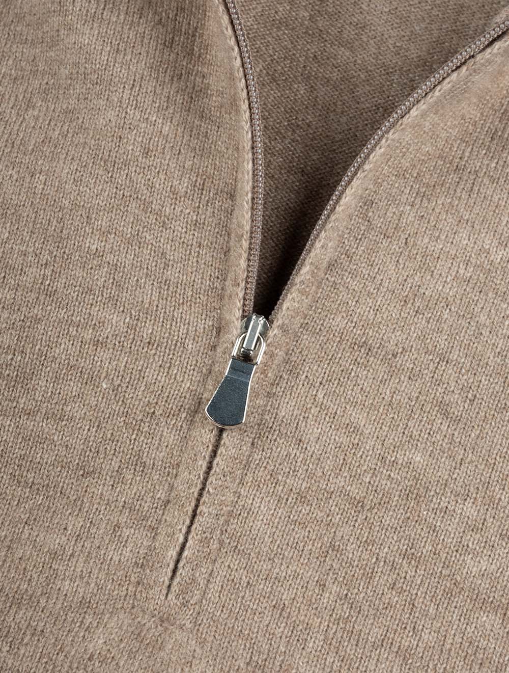 Cashmere Half Zip Sweater Beige