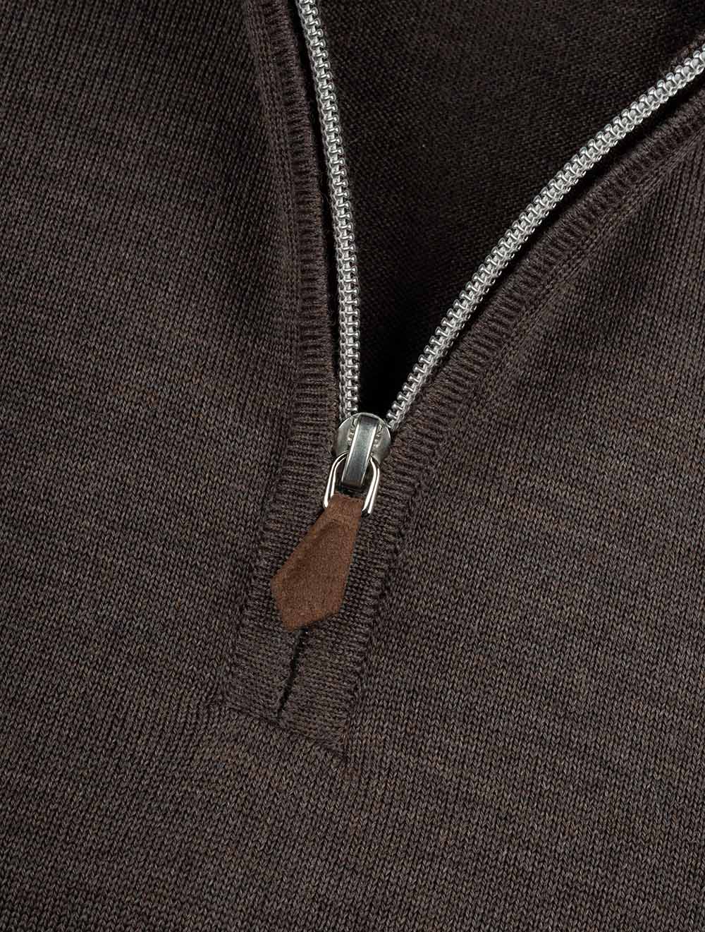 Merino Half Zip Brown