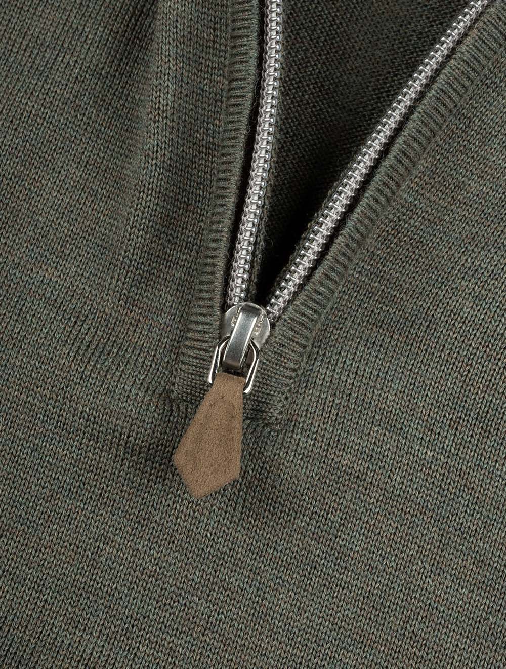 Merino Wool Half Zip Jumper Green