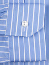Slim Contrast Collar Stripe Shirt Blue