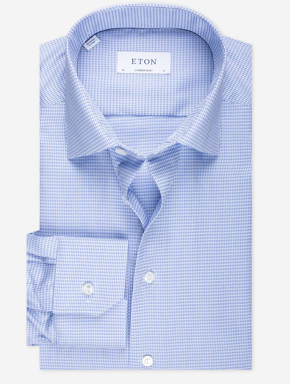 Eton Blue Puppytooth Contemporary Shirt MI