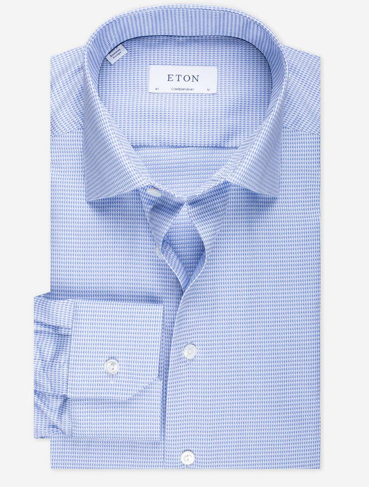 ETON Contemporary Puppytooth Shirt Blue