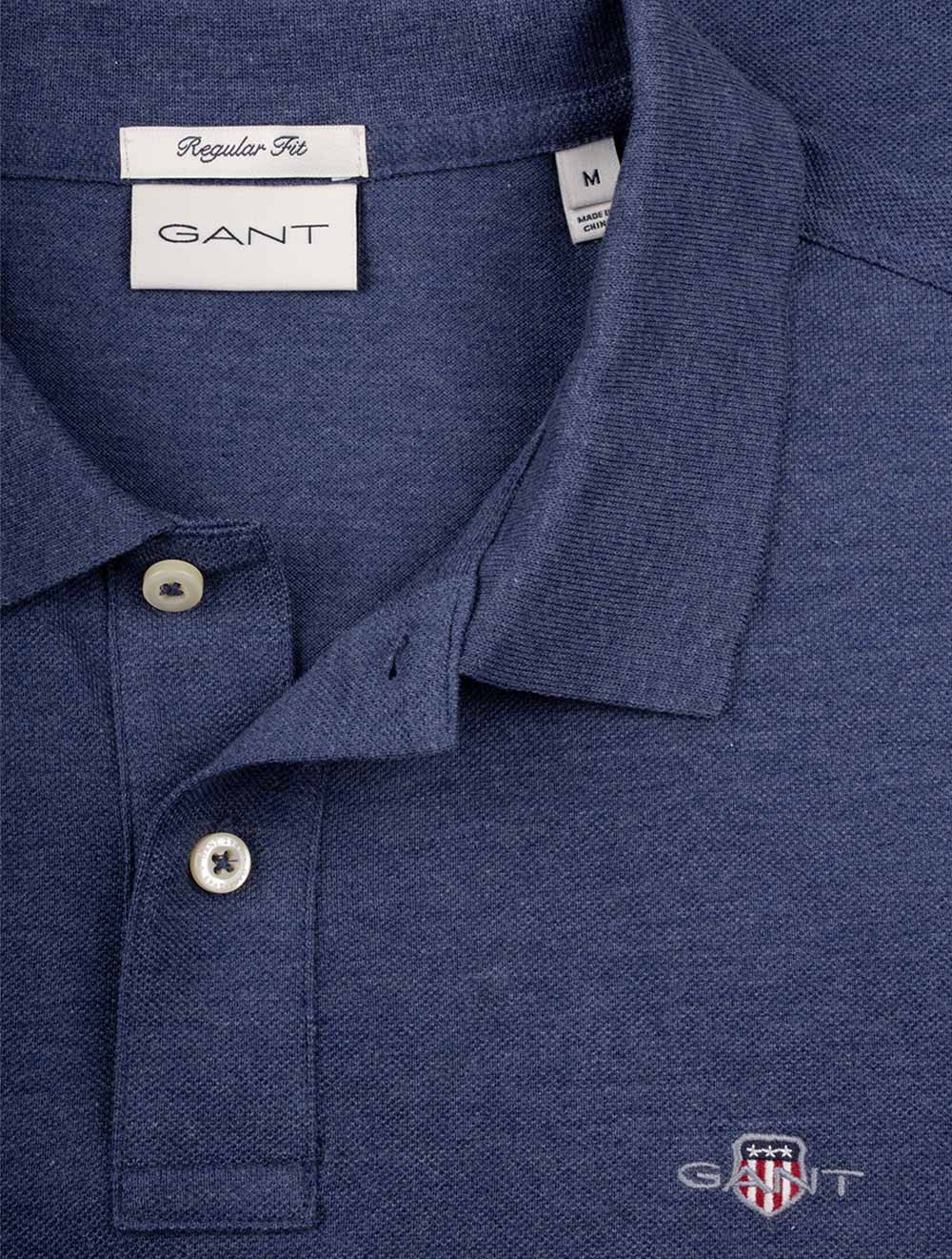 Regular Shield Short Sleeve Piqué Polo Dark Jeans Blue Melange