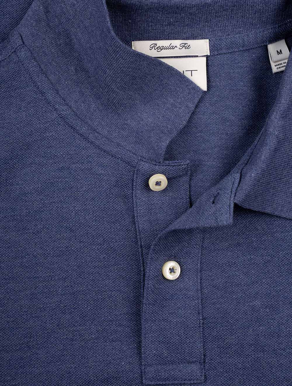 Regular Shield Short Sleeve Piqué Polo Dark Jeans Blue Melange