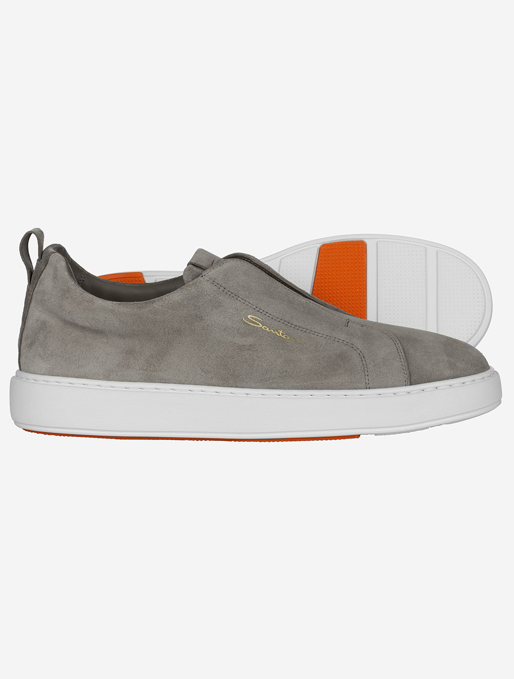 Santoni Suede Slip On Sneaker Grey High Quality Casual Men's
