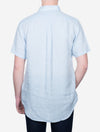 Regular Linen Houndstooth Short Sleeve Shirt Capri Blue