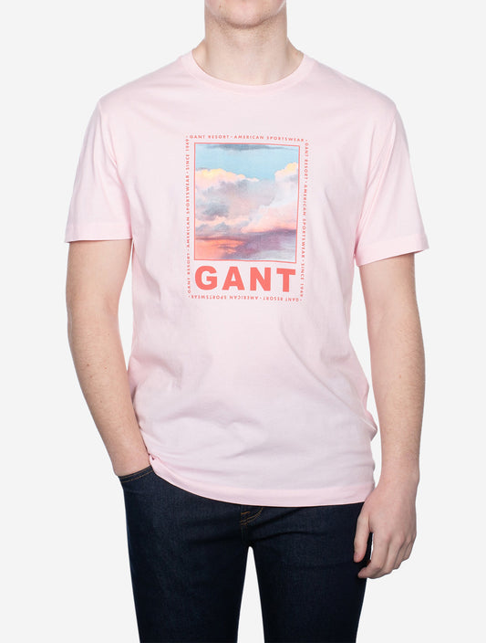 Washed Graphic Short Sleeve T-Shirt California Pink