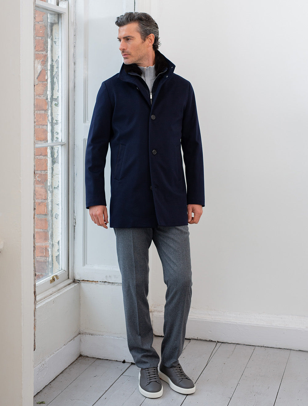 Paul And Shark Cashmere Loropiana Strom System Coat Navy | Men's