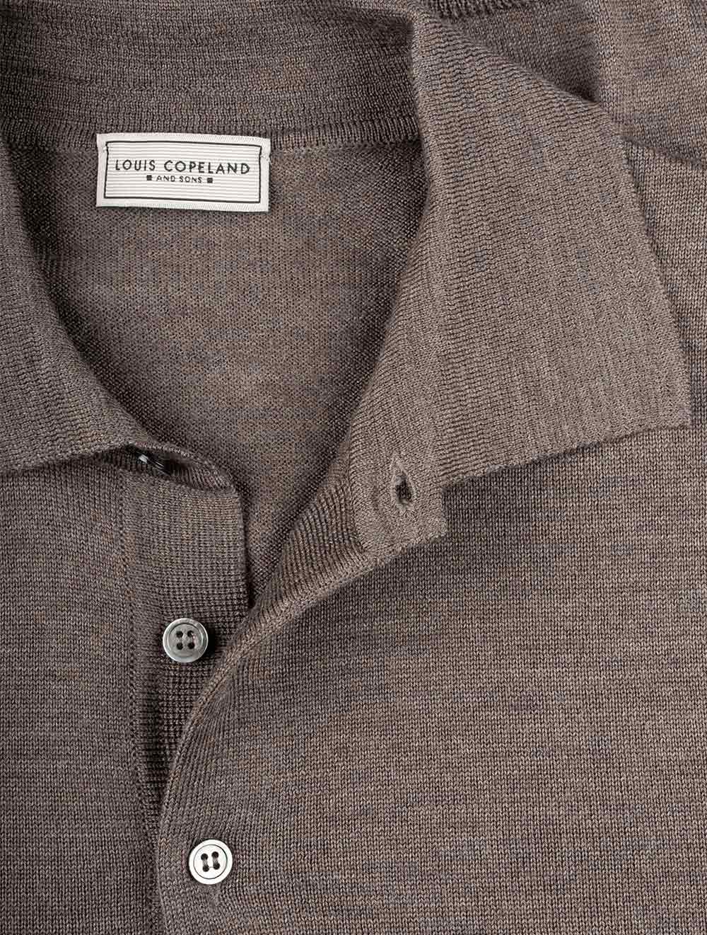 Merino Long Sleeve Polo Brown