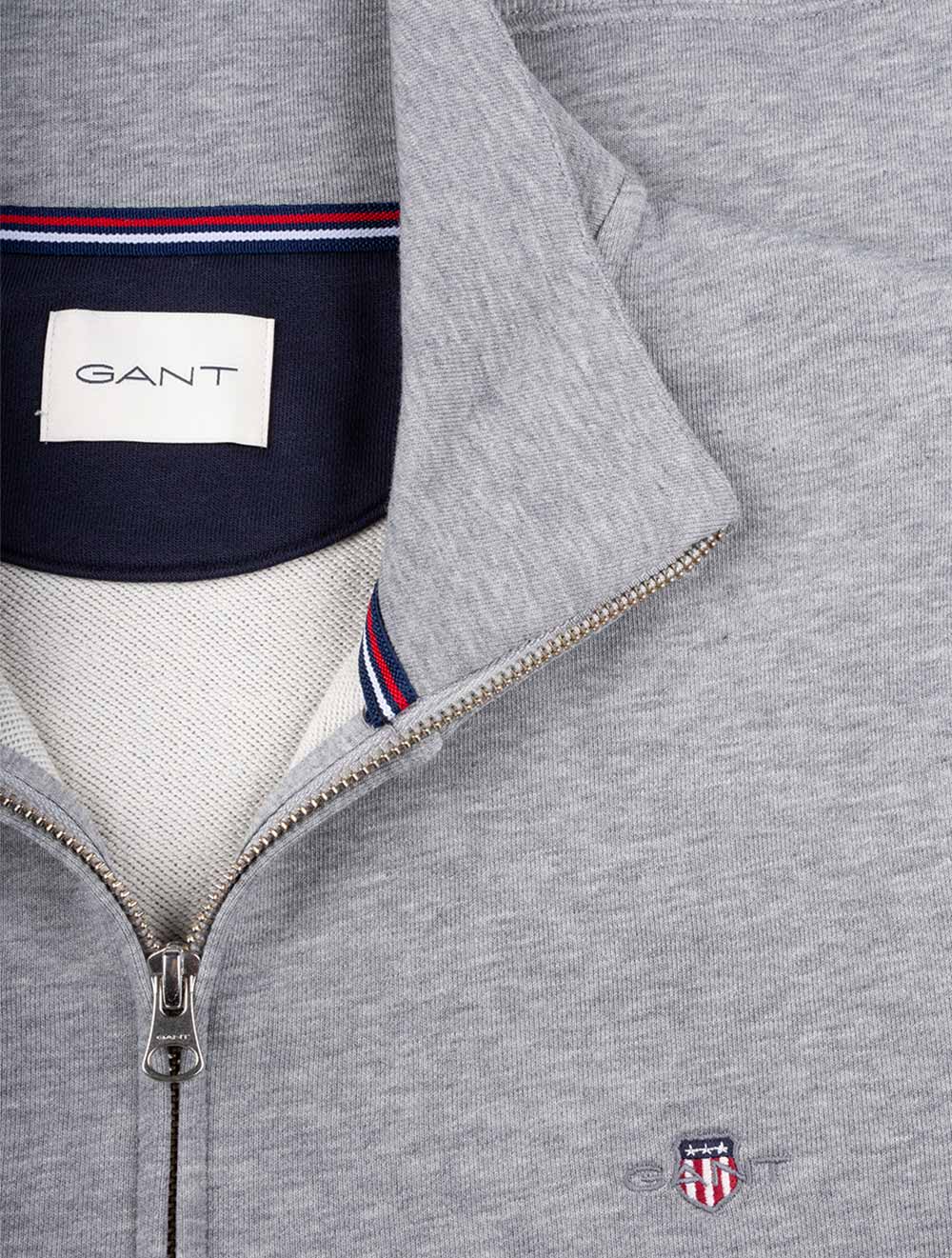 Gant Regular Shield Full Zip Sweatshirt Grey Melange AI3