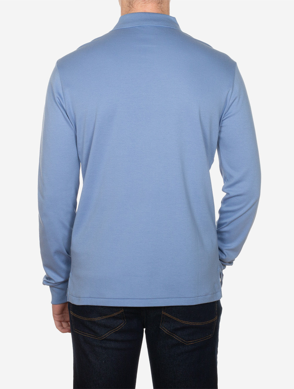 Pima Long Sleeve Slim Fit Polo Shirt Blue