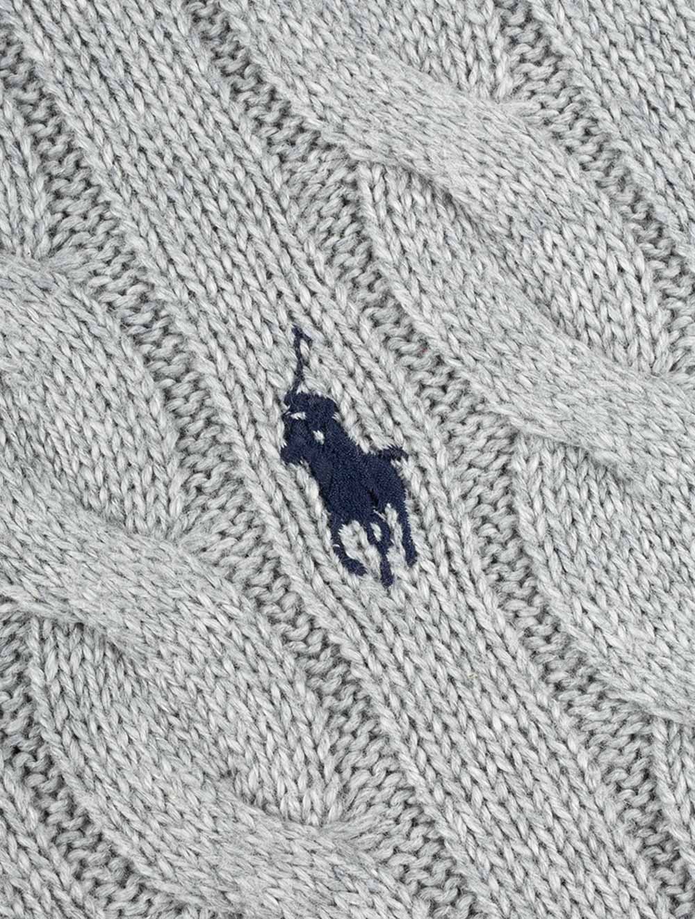 Cable Cotton Quarter Zip Jumper Andover Heather