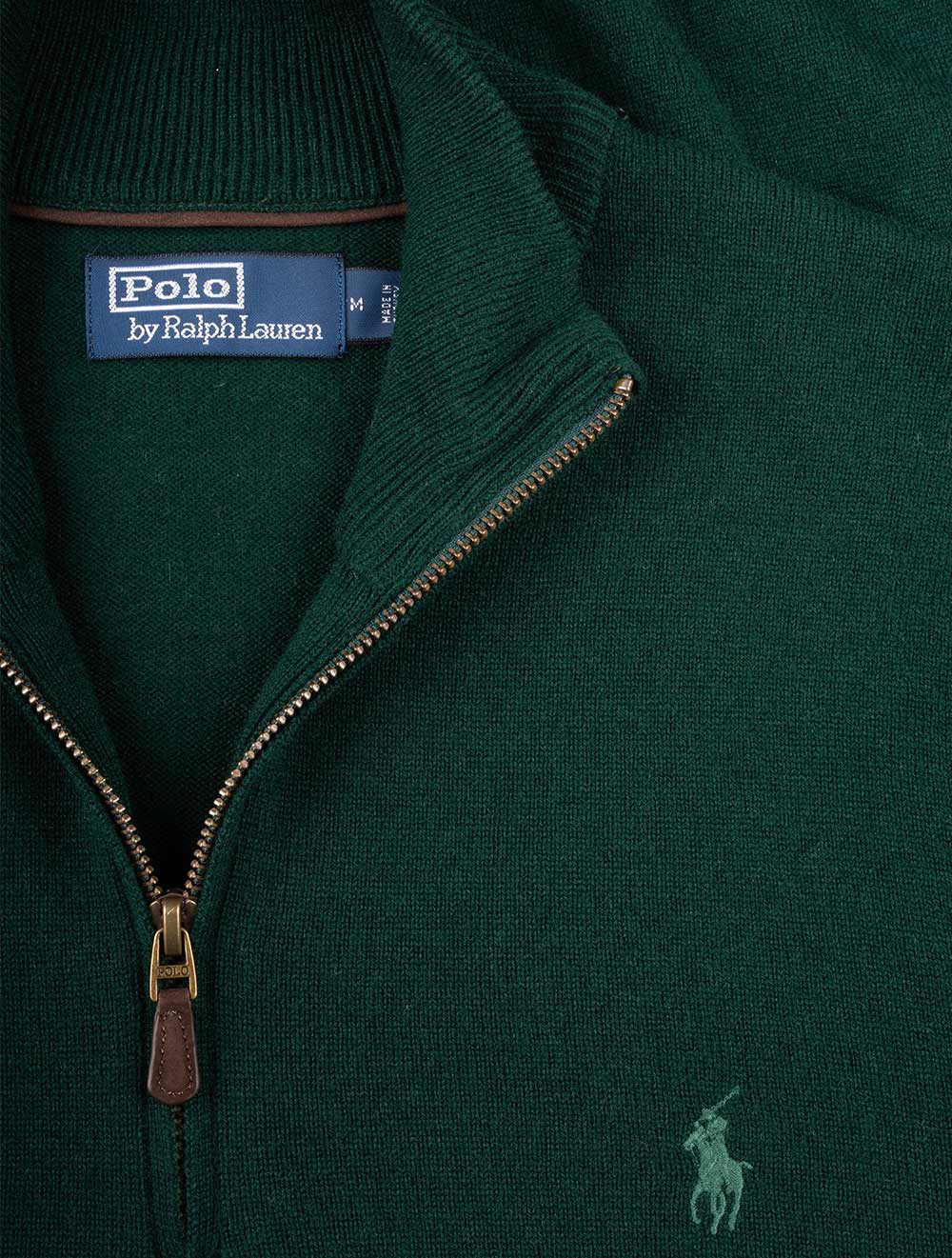 Wool Quarter Zip Jumper Green