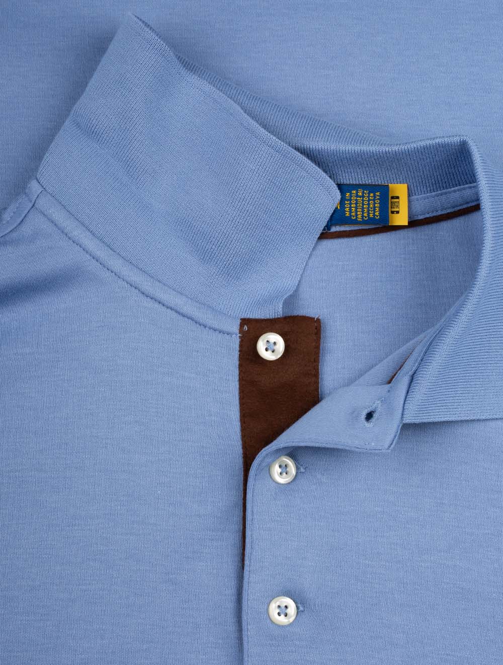 Pima Long Sleeve Slim Fit Polo Shirt Blue