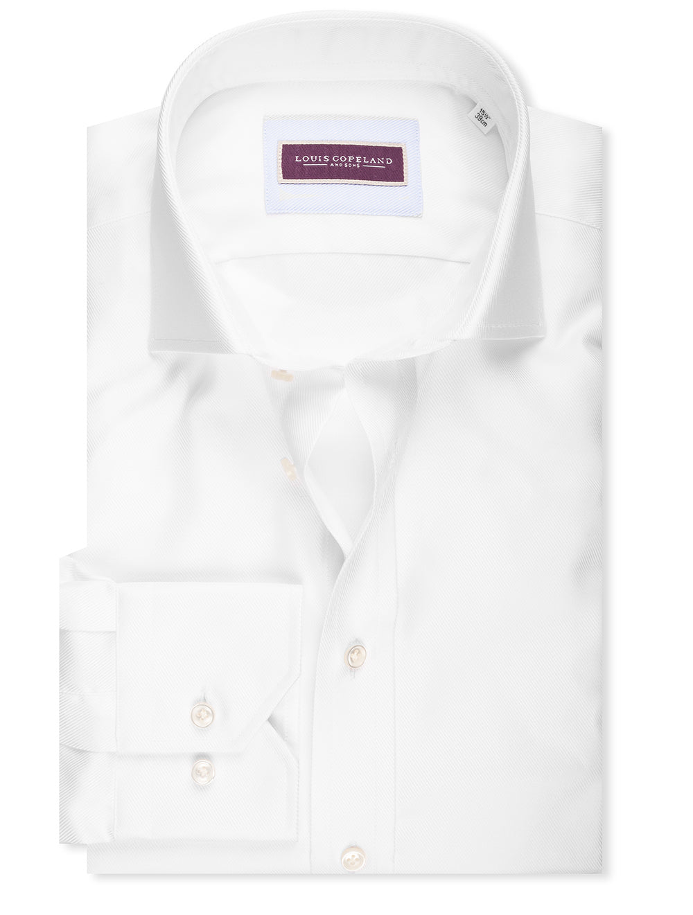Louis Copeland Thomas Mason Twill Slim Single Cuff Shirt White MI