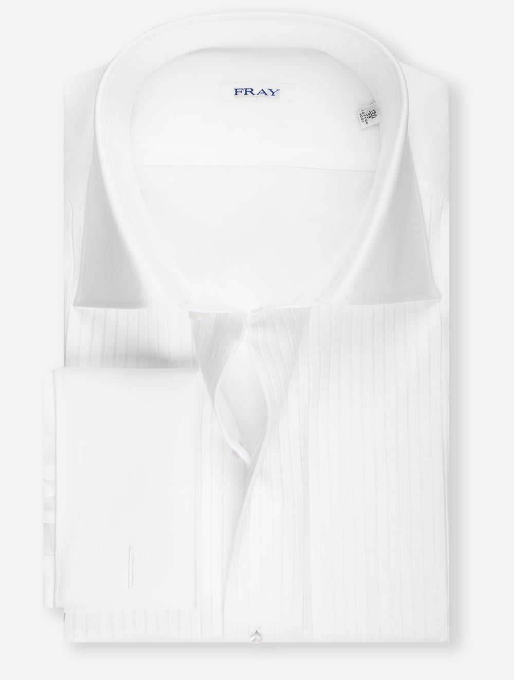 Pleated Cotton Dress Shirt White