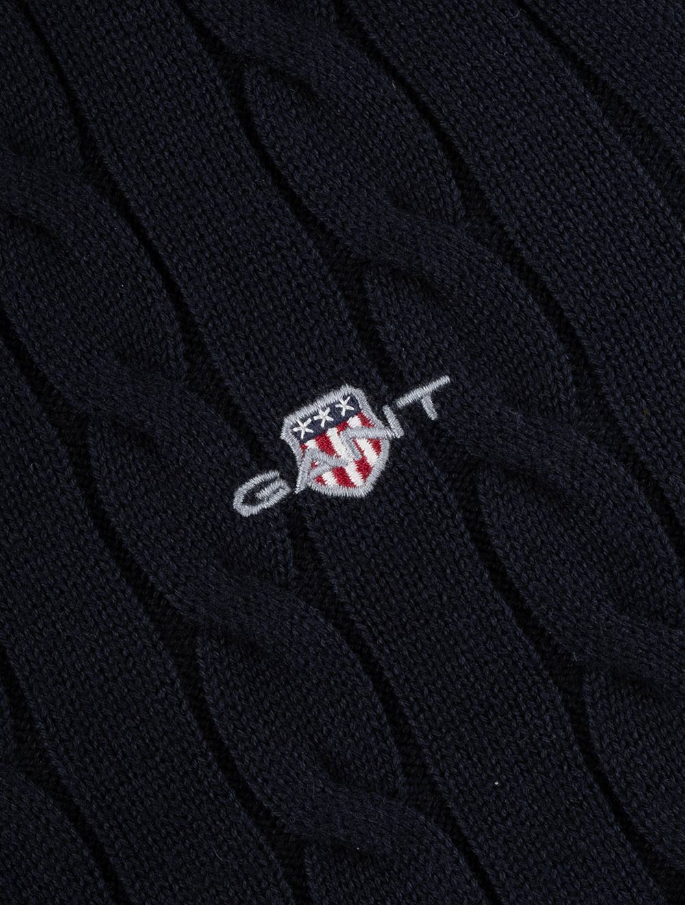 Cotton Cable Knit Crew Neck Sweater Evening Blue