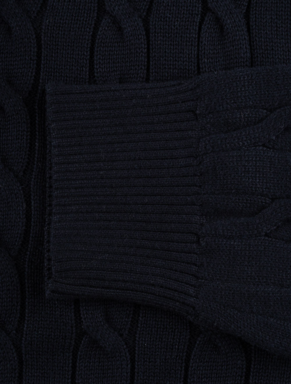 Cotton Cable Crew Neck Sweater Evening Blue