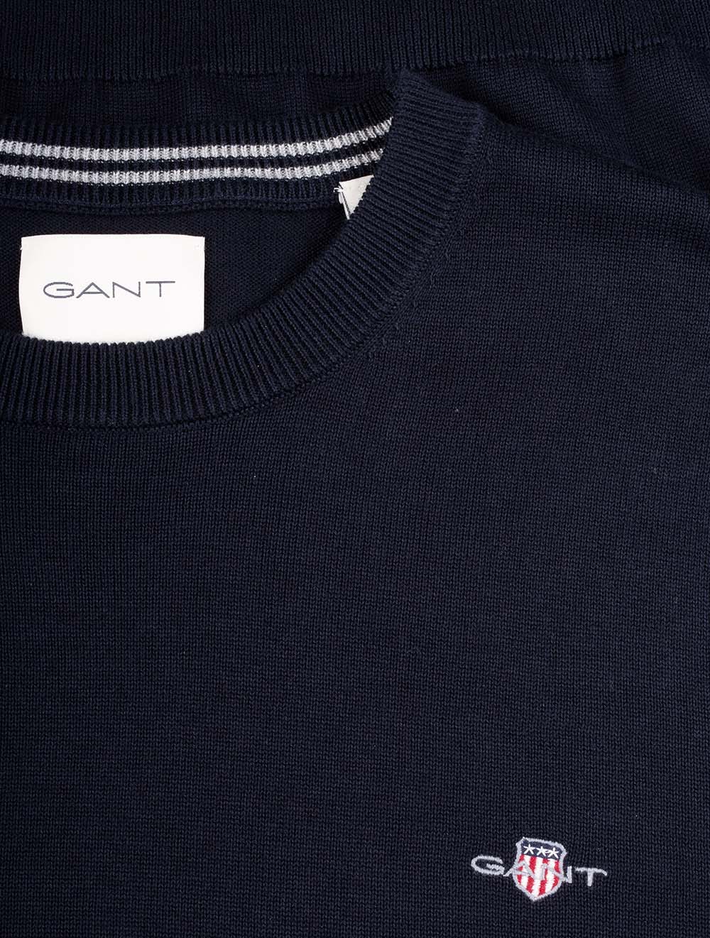 Classic Cotton Crew Neck Sweater Evening Blue