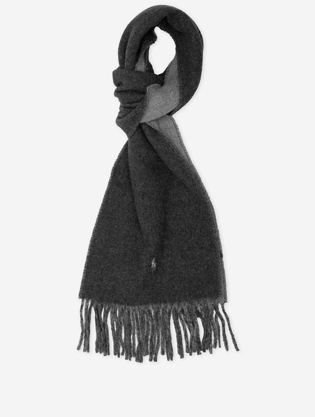 Ralph Lauren Reversible Wool Blend Scarf Charcoal Grey Men's