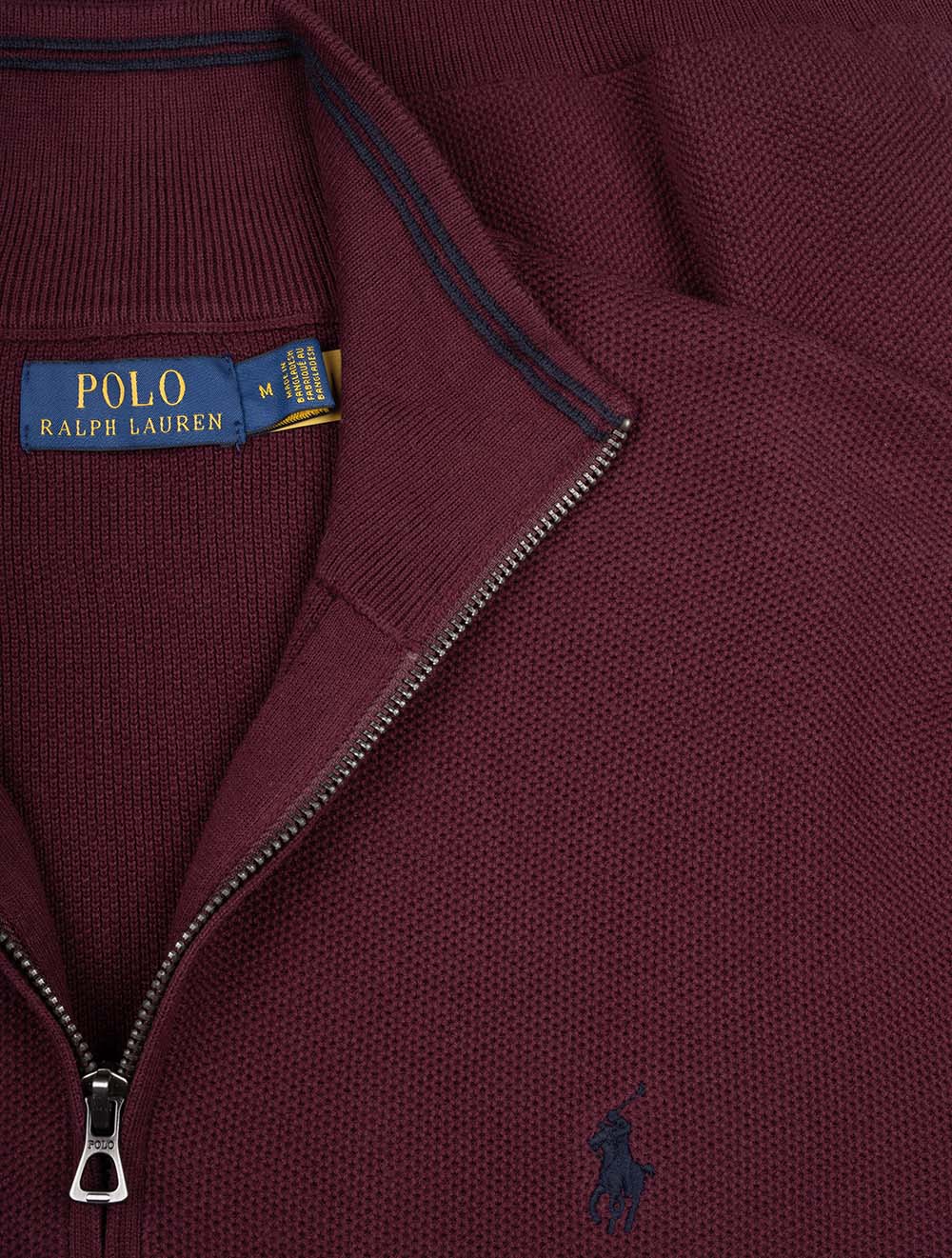 Half Zip Pique Pullover Wine
