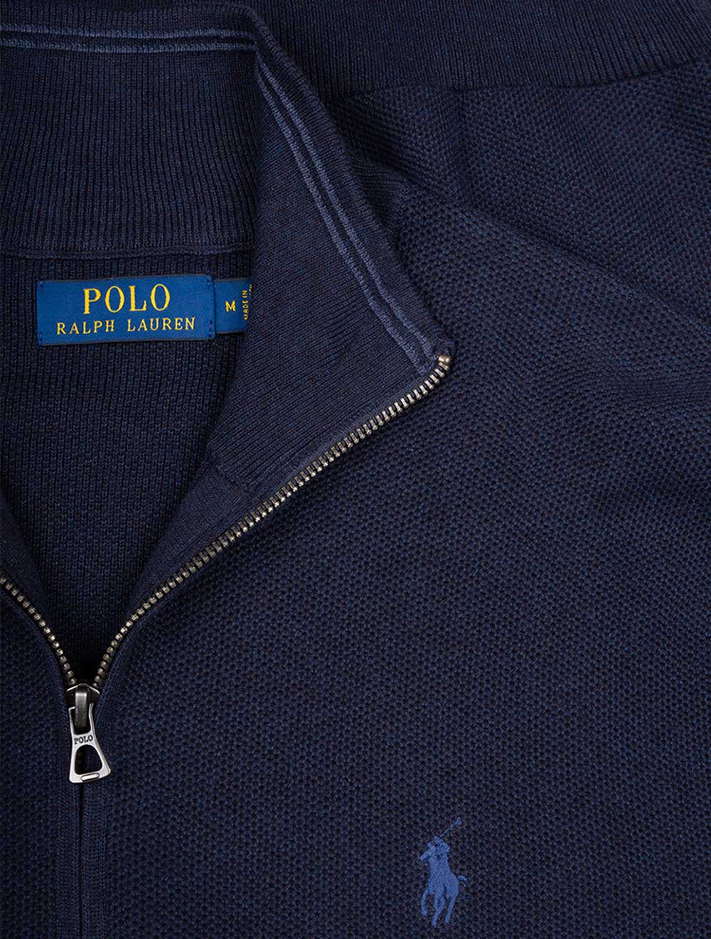 Half Zip Piqué Pullover Navy