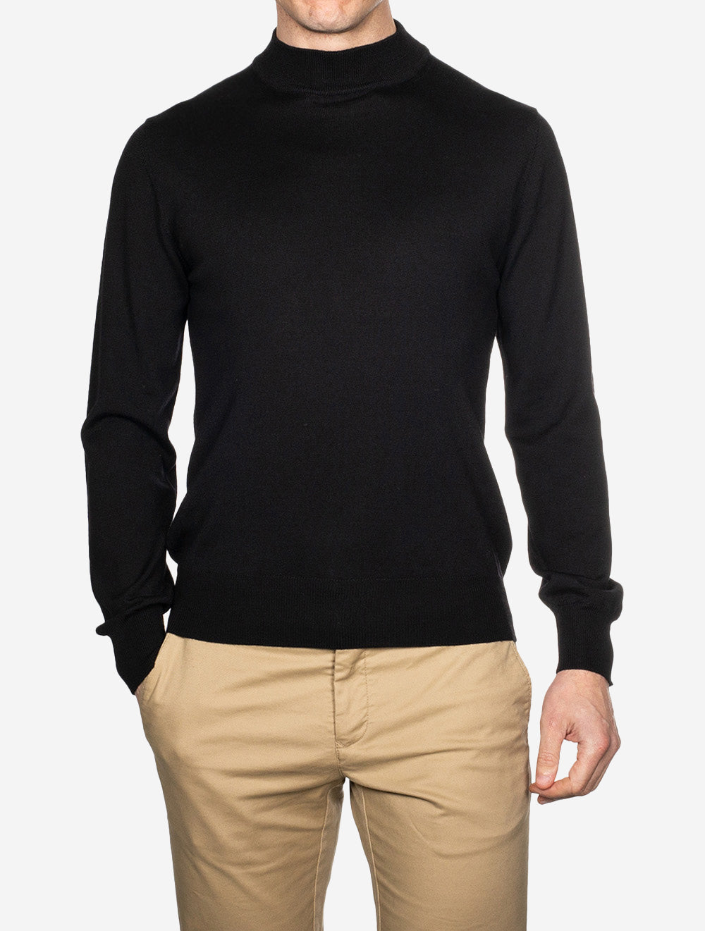 Louis Copeland Merino Mock Neck Black AI1