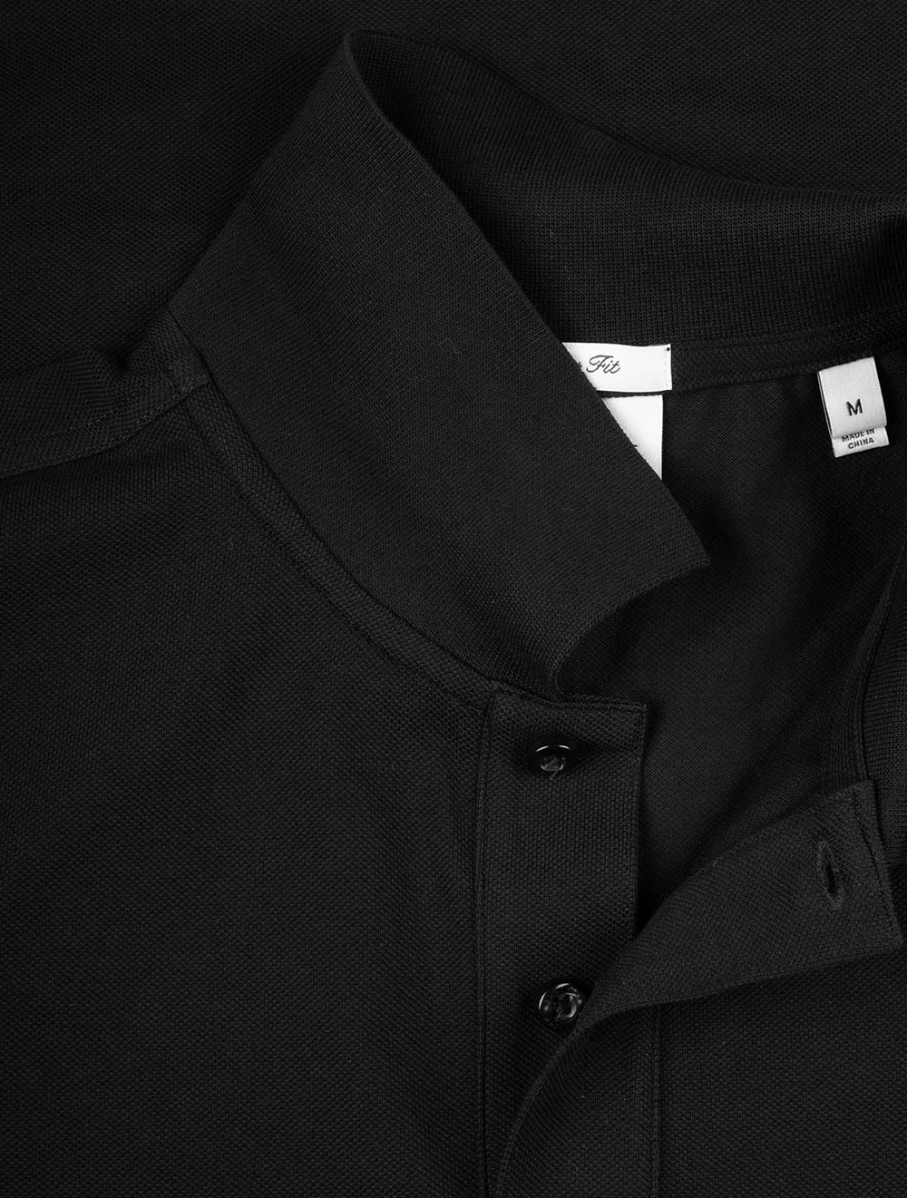 Regular Shield Short Sleeve Pique Polo Black