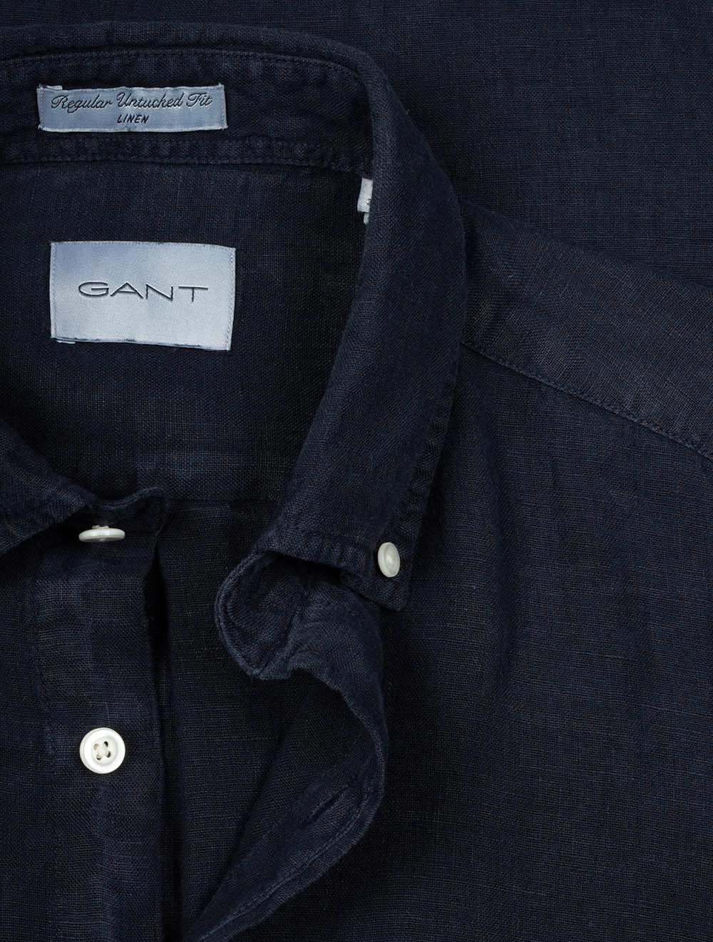 Linen Regular Fit Shirt Evening Blue