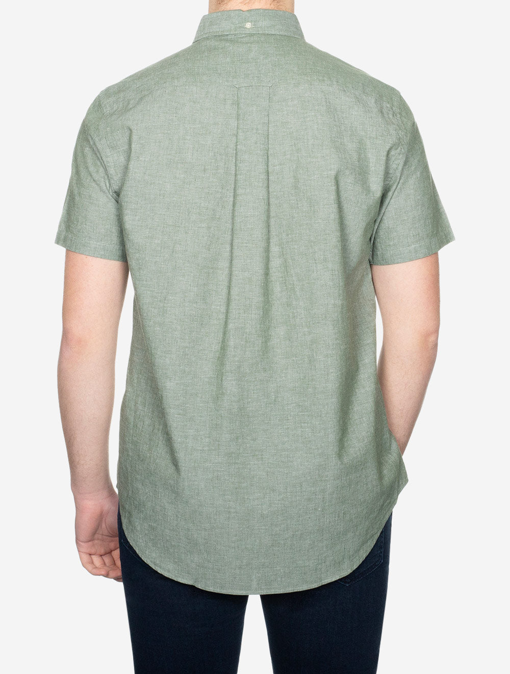 Regular Cotton Linen Short Sleeve Shirt Pine Green