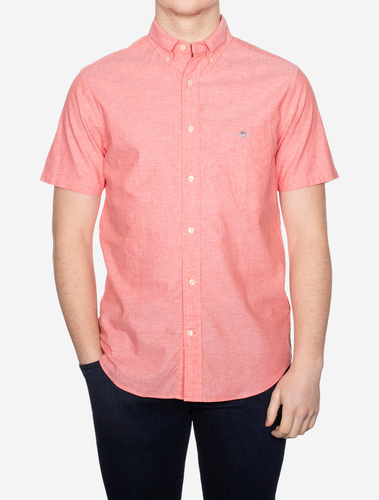 Regular Cotton Linen Short Sleeve Shirt Sunset Pink