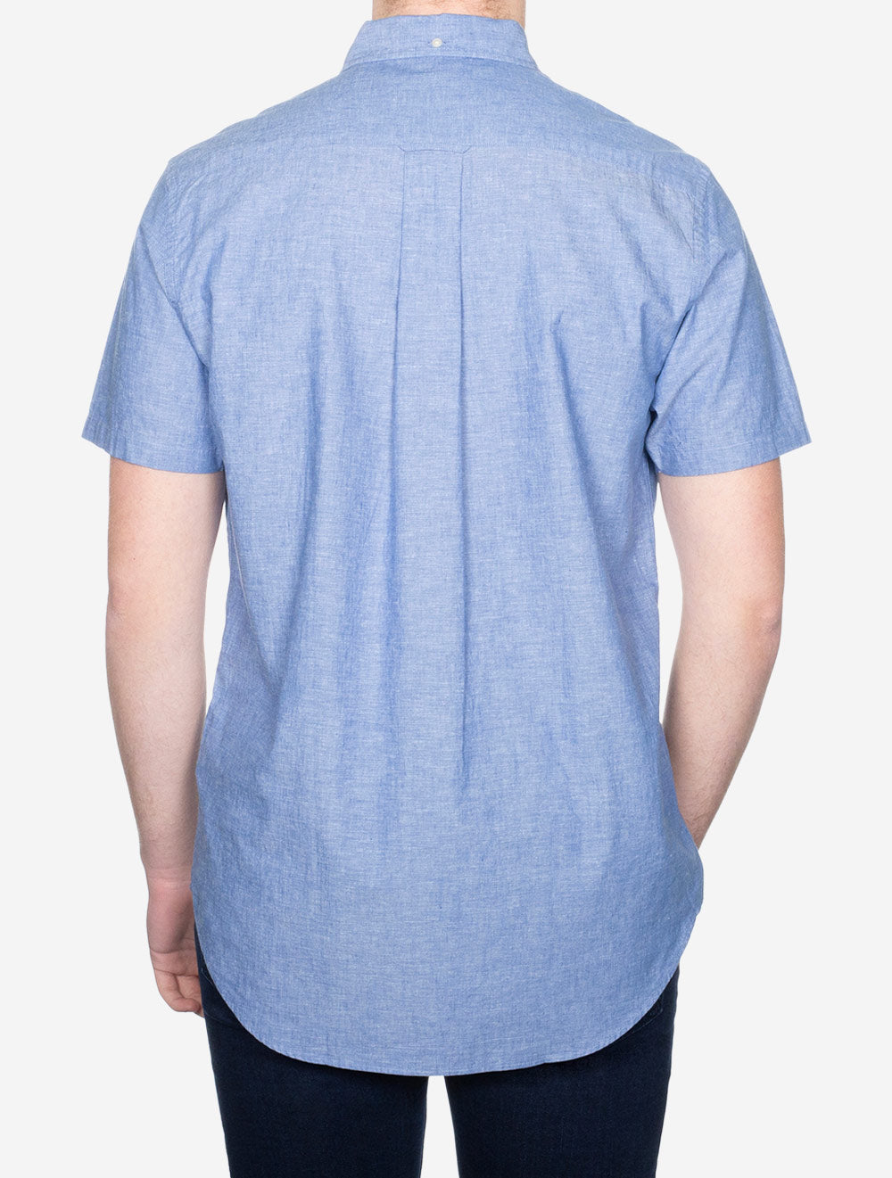 Regular Cotton Linen Short Sleeve Shirt Rich Blue
