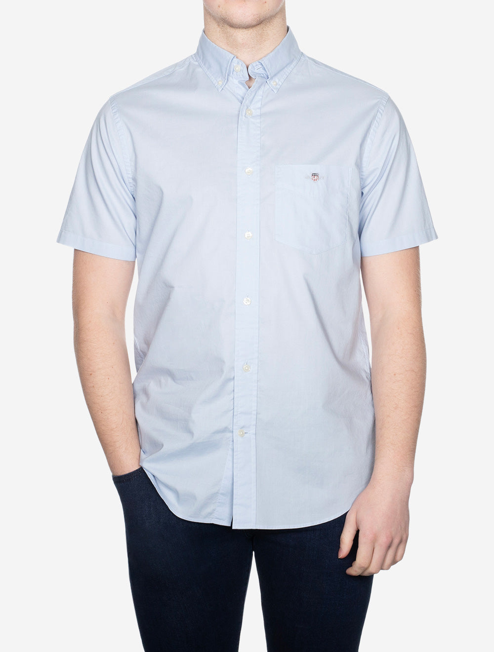 Gant Regular Poplin Short Sleeve Light Blue AI1